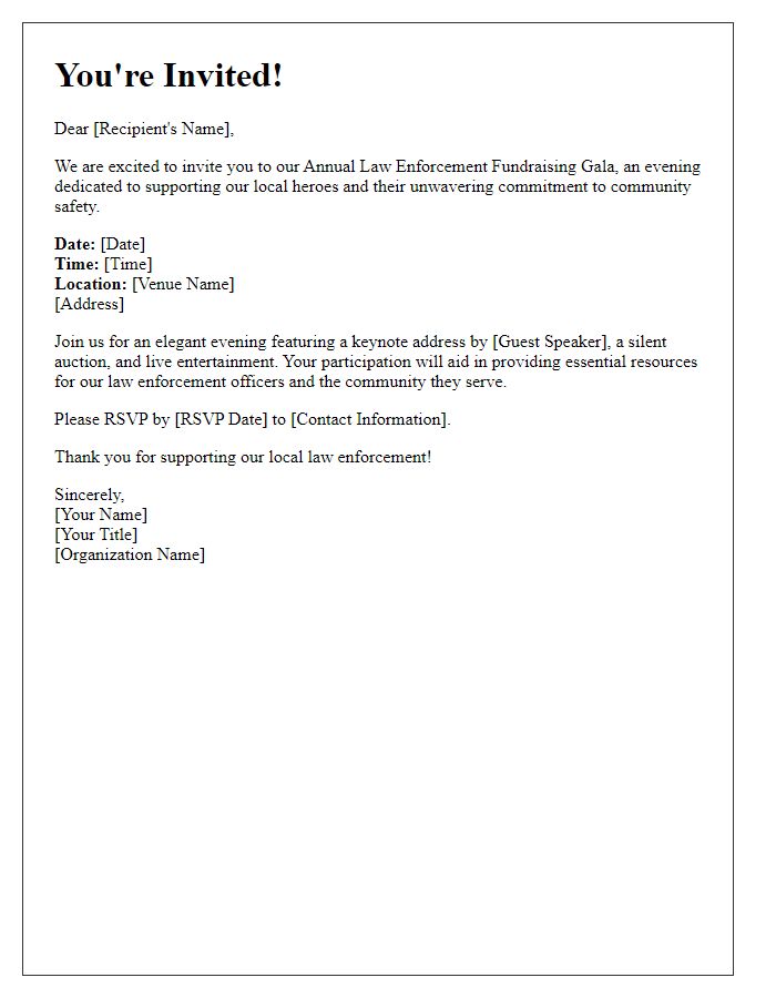 Letter template of invitation to law enforcement fundraising gala