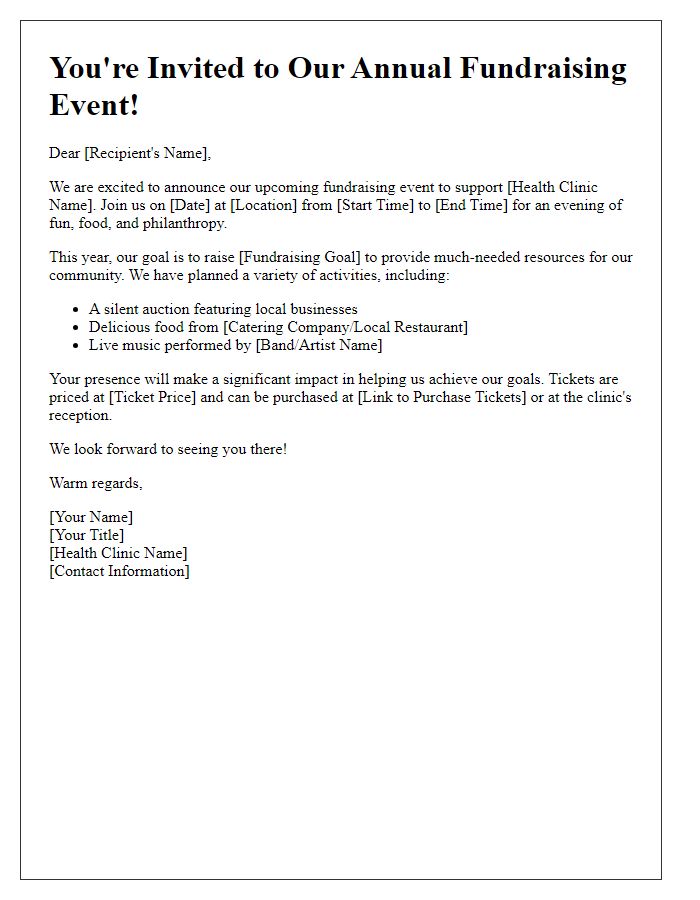 Letter template of health clinic fundraising event announcement