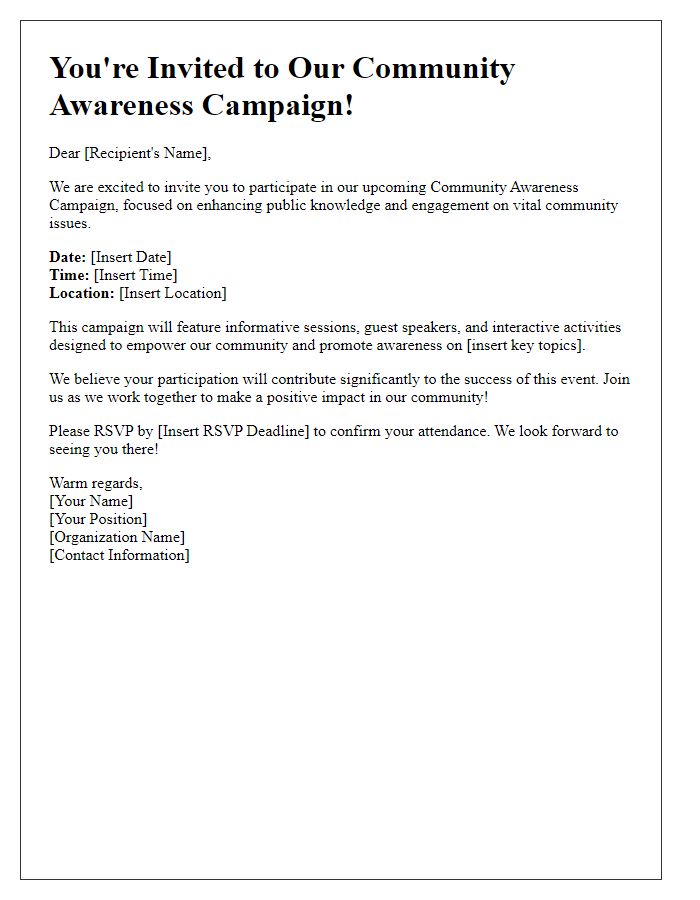 Letter template of Community Awareness Campaign Invitation