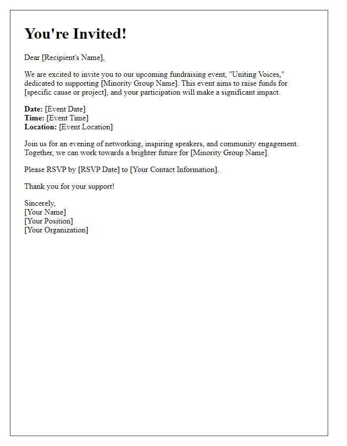 Letter template of invitation to minority group fundraising events