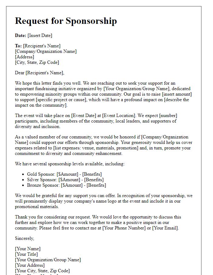 Letter template of sponsorship request for minority group fundraising