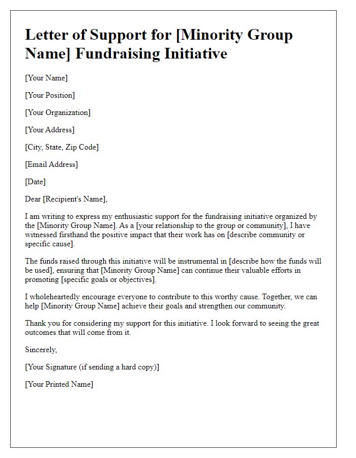 Letter template of support for minority group fundraising initiatives