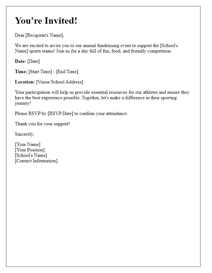 Letter template of invitation to school sports team fundraising event