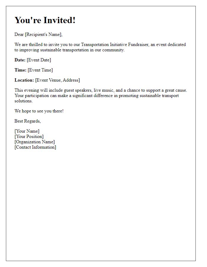 Letter template of event invitation for transportation initiative fundraiser