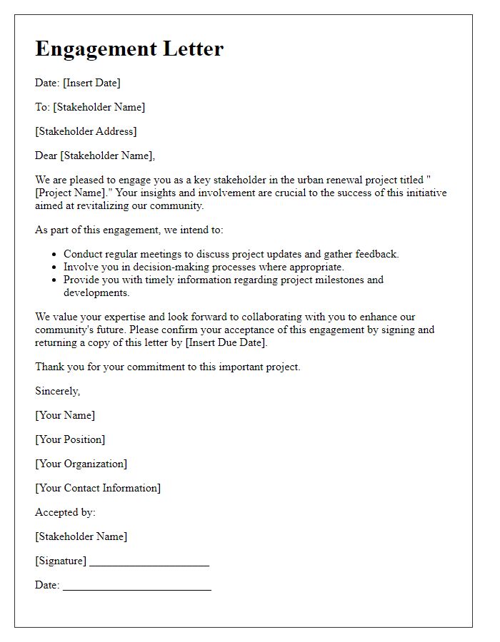 Letter template of engagement letter for stakeholders in urban renewal