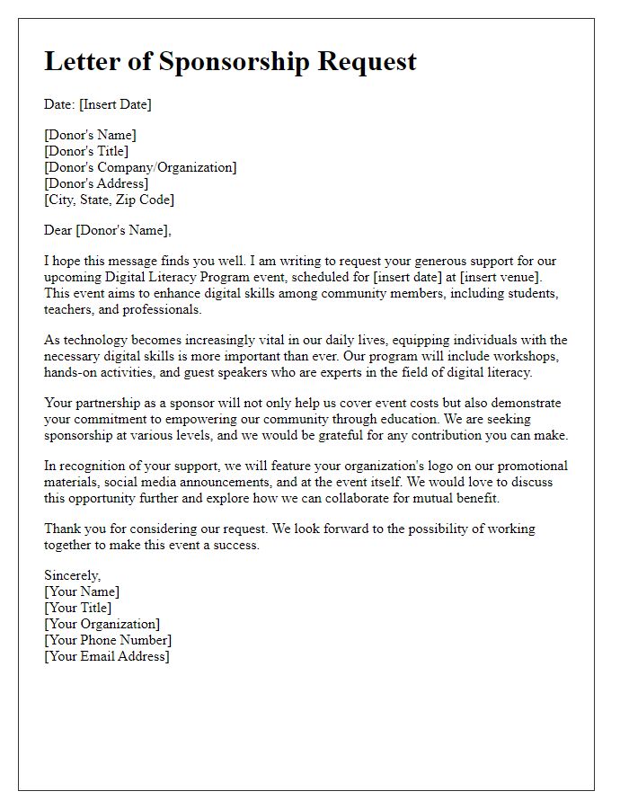 Letter template of digital literacy program event sponsorship request