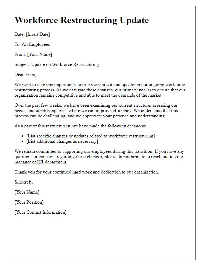 Letter template of workforce restructuring update