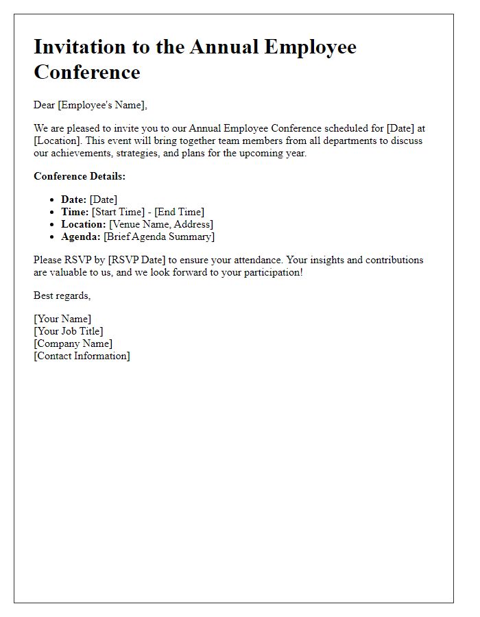 Letter template of employee conference invitation