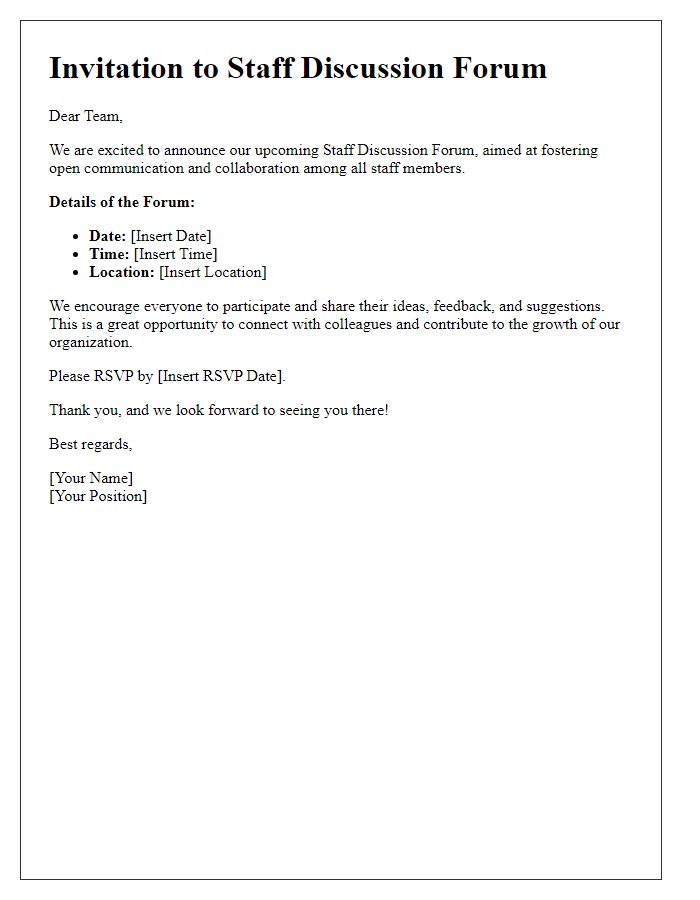 Letter template of staff discussion forum