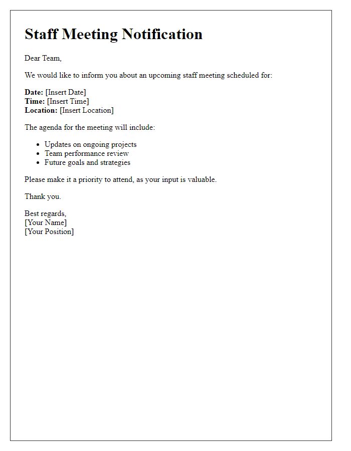 Letter template of staff meeting notification