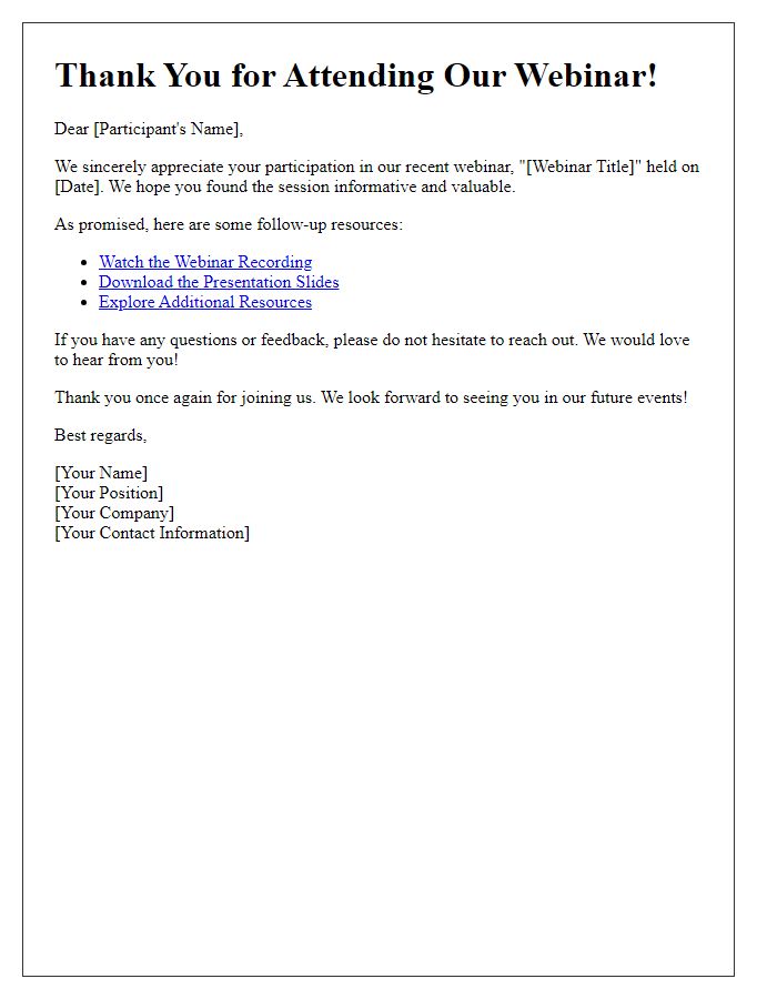 Letter template of follow-up information post-webinar