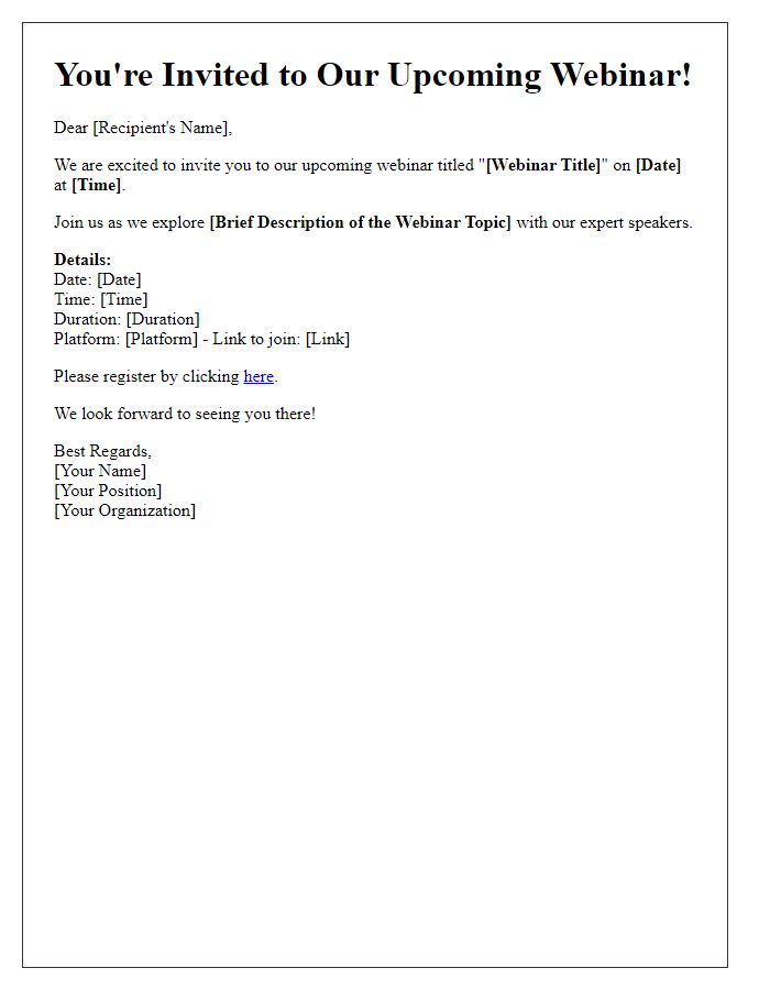 Letter template of invitation to our upcoming webinar event