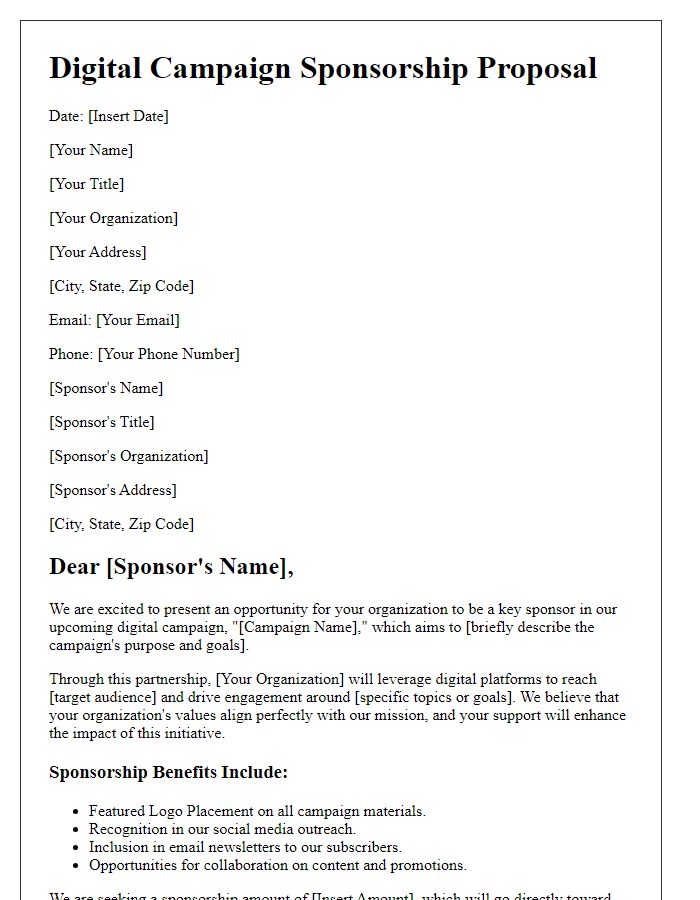 Letter template of Digital Campaign Sponsorship