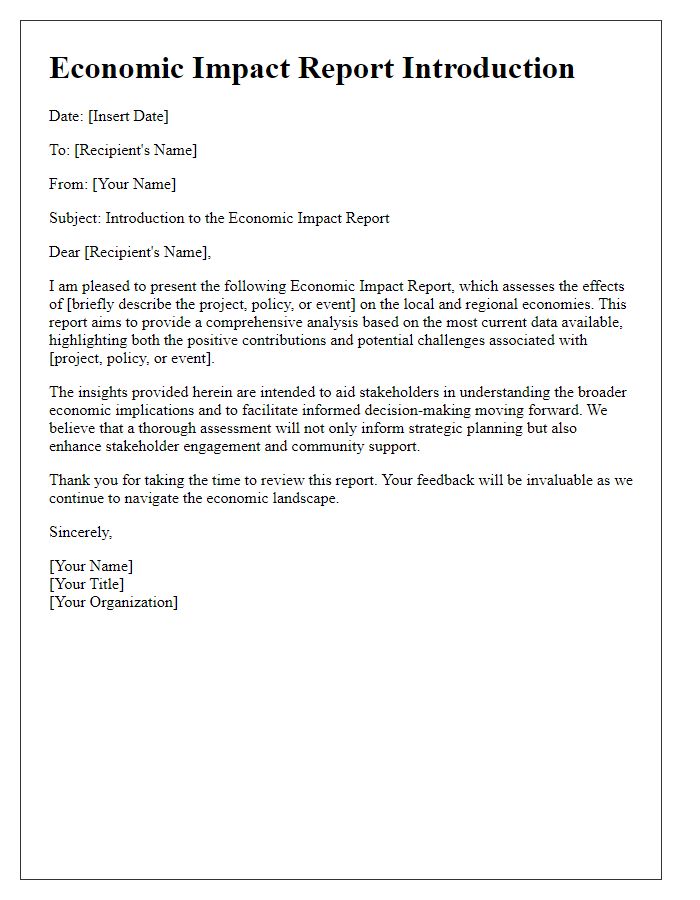 Letter template of economic impact report introduction