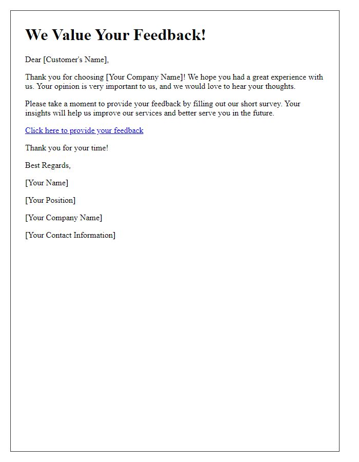 Letter template of customer engagement feedback request