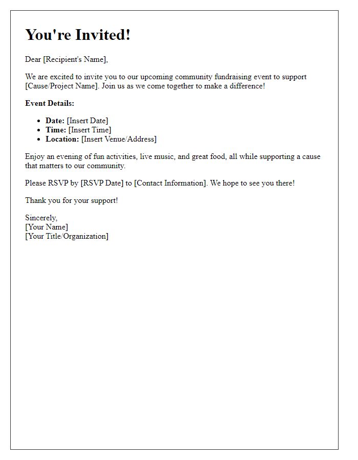 Letter template of invitation for community fundraising event