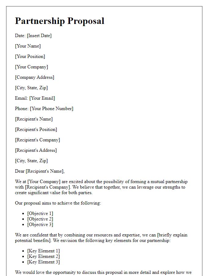 Letter template of mutual partnership proposal