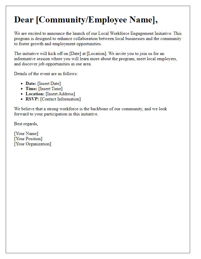 Letter template of local workforce engagement announcement