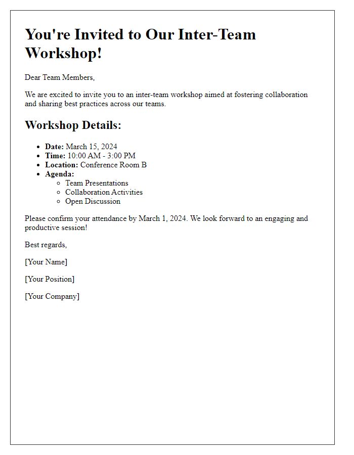 Letter template of inter-team workshop invitation