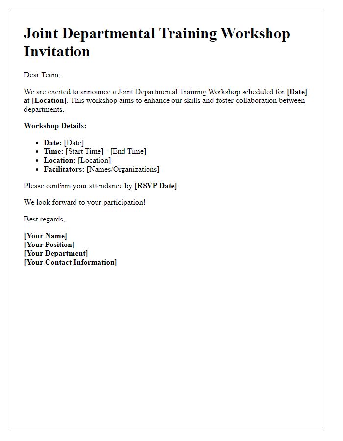 Letter template of joint departmental training workshop