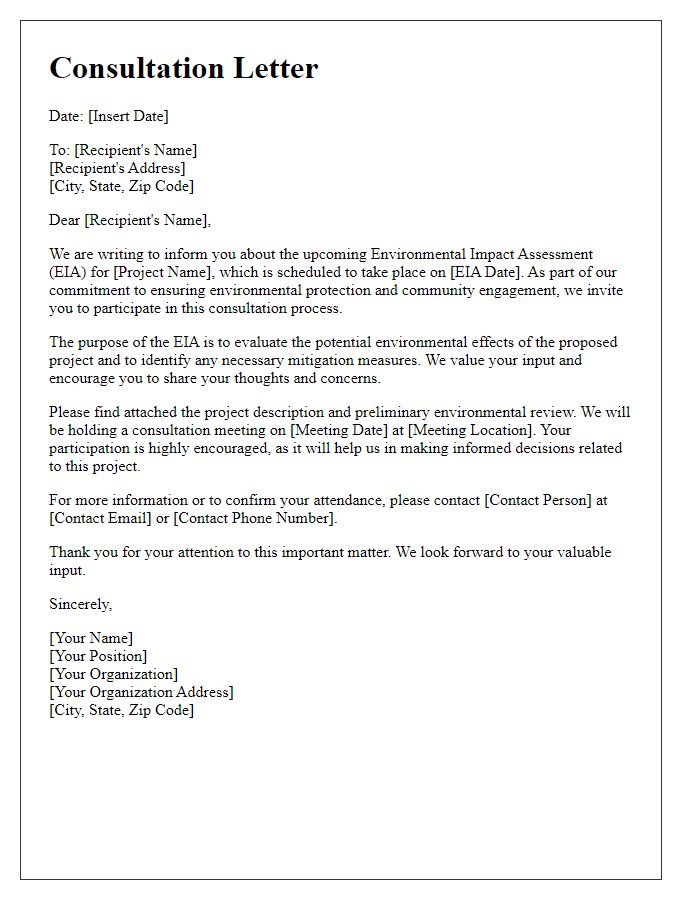 Letter template of Consultation for Environmental Impact Assessment