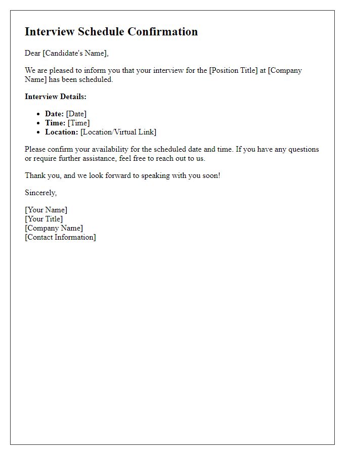 Letter template of Affirmation of Interview Schedule