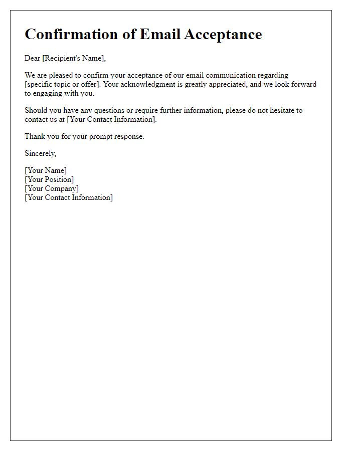 Letter template of confirmation for email acceptance