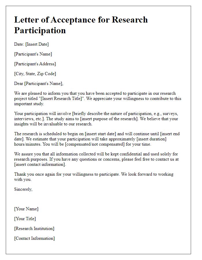 Letter template of acceptance for research participation