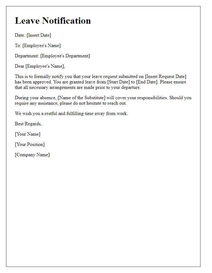 Letter template of approved leave notification