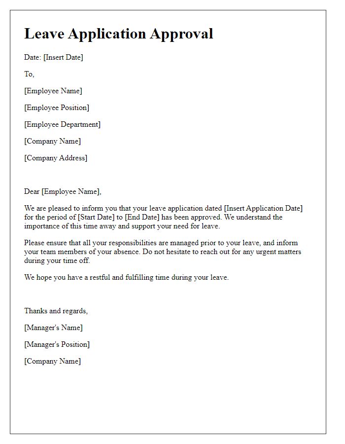 Letter template of leave application approval