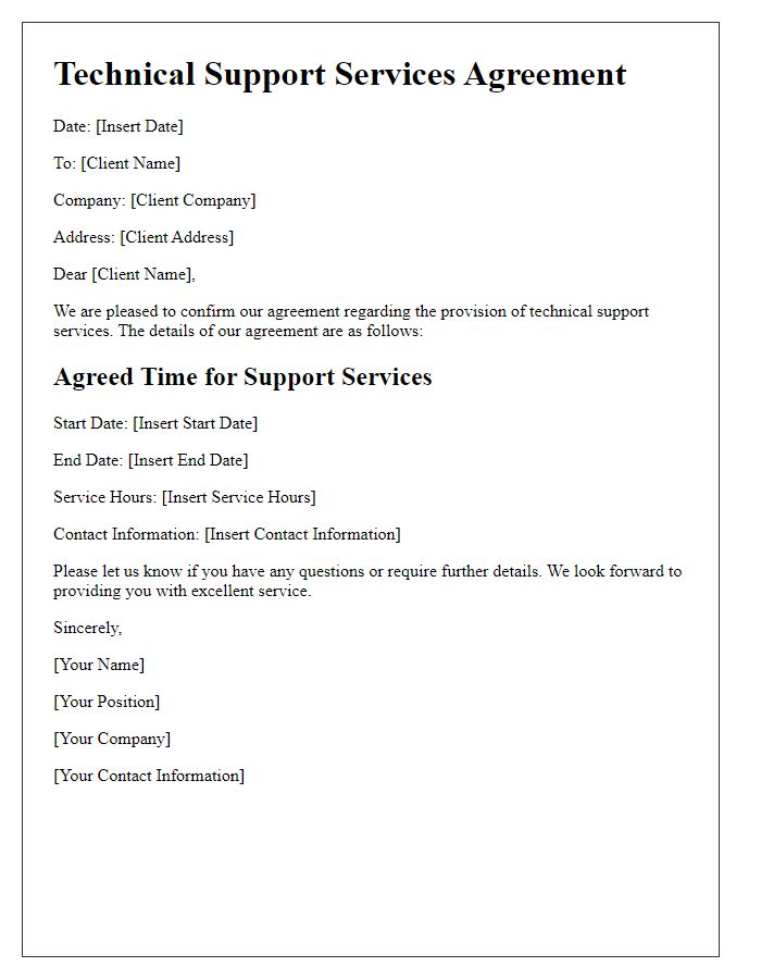 Letter template of agreed time for technical support services