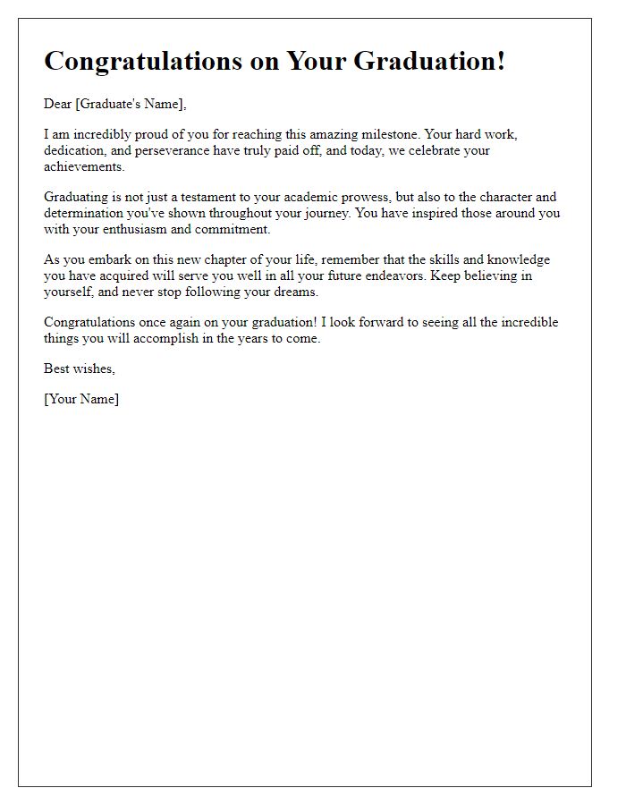 Letter template of personal graduation congratulations