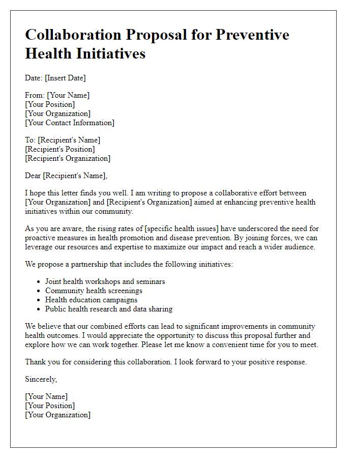 Letter template of preventive health initiative collaboration