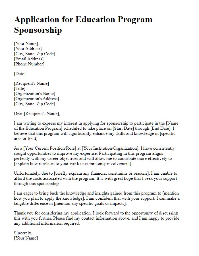 Letter template of application for education program sponsorship