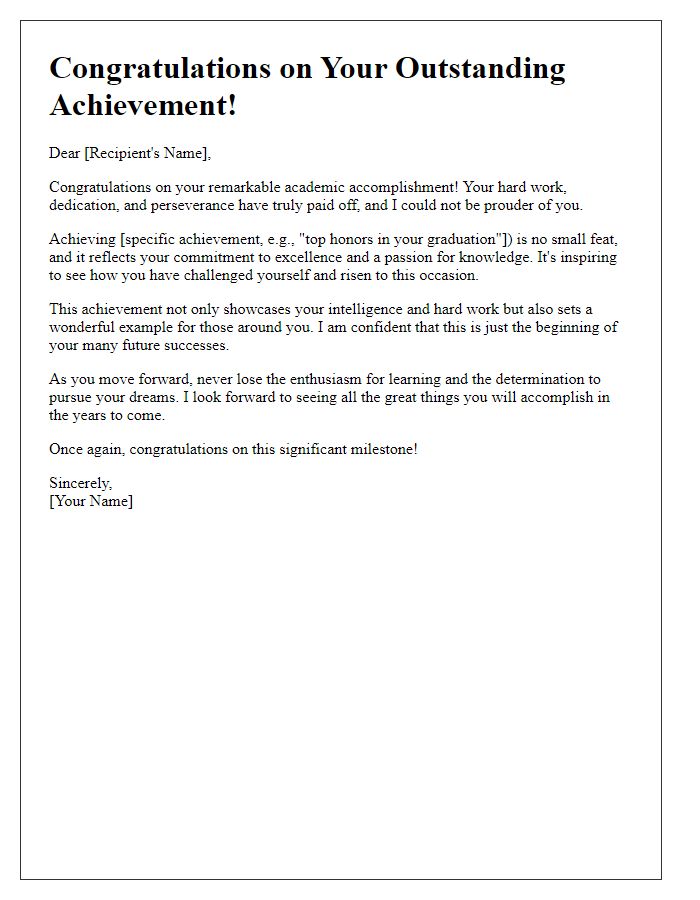 Letter template of heartfelt congratulations on outstanding academic achievement