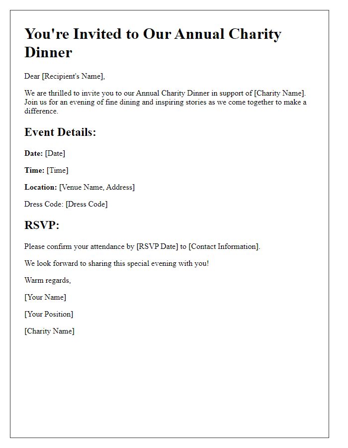 Letter template of a charity dinner invitation