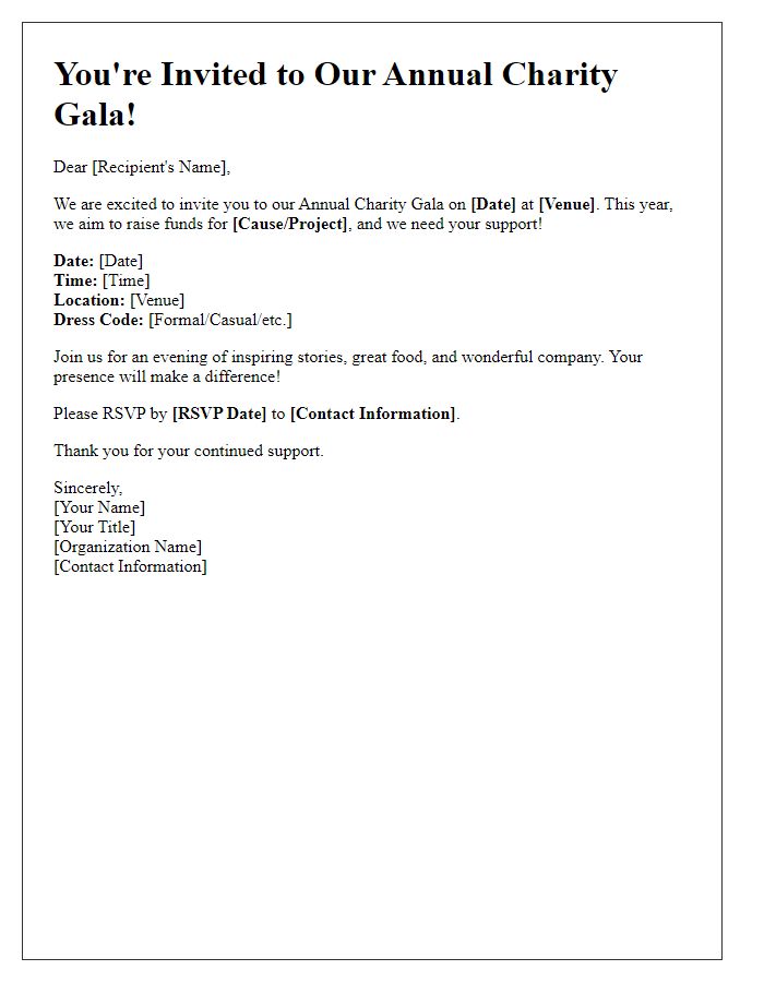 Letter template of a non-profit organization event invitation