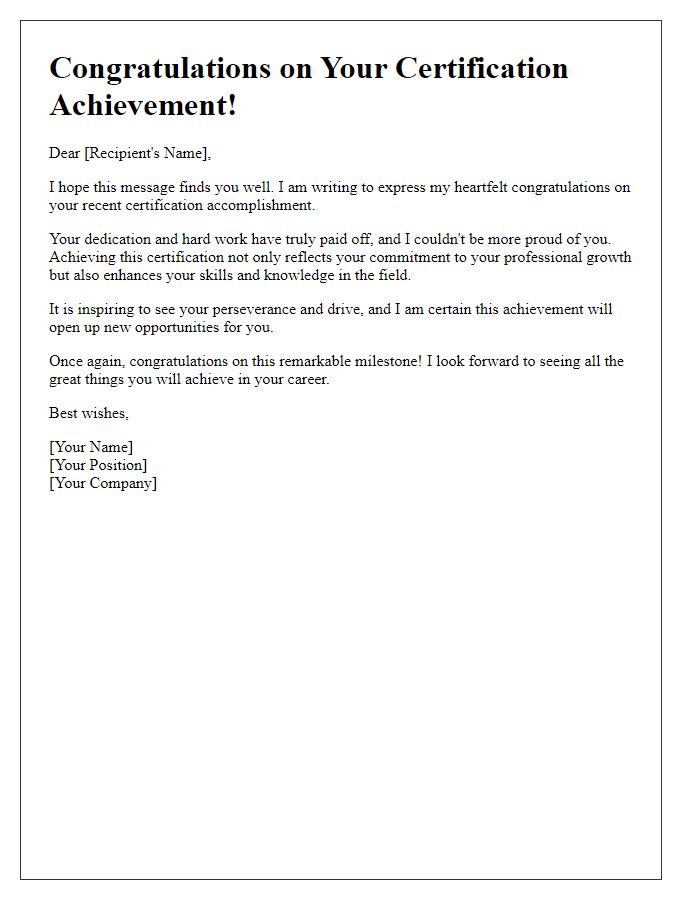 Letter template of Applauding Your Certification Endeavor