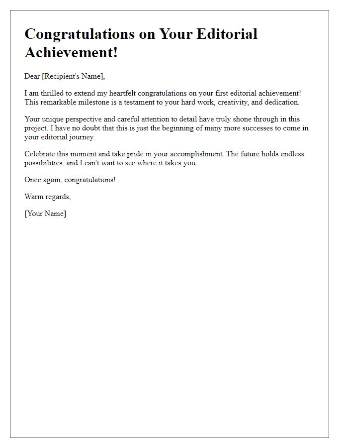 Letter template of joy for your first editorial achievement.