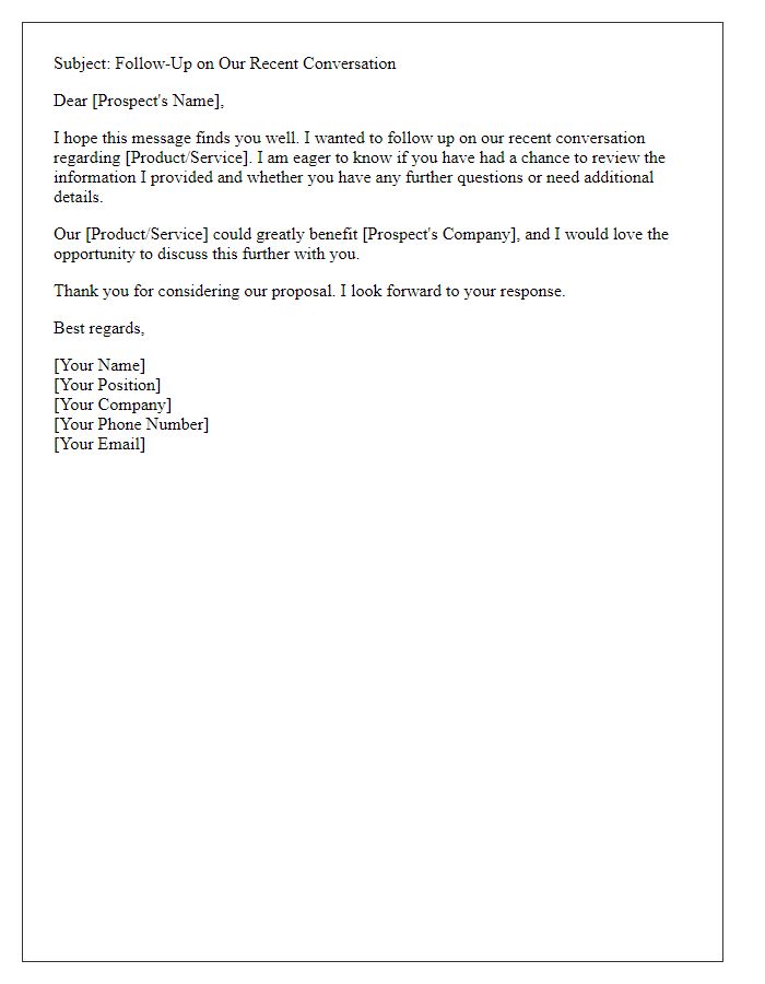 Letter template of follow-up request for sales prospect