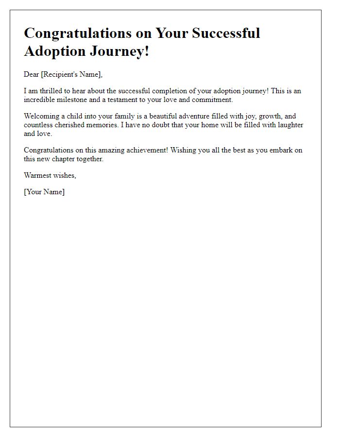 Letter template of congratulations on your successful adoption journey