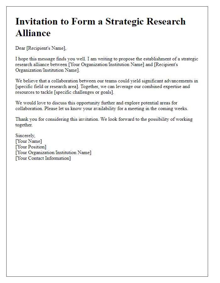 Letter template of strategic research alliance invitation