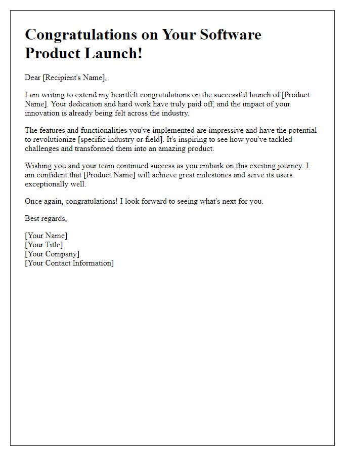 Letter template of applause for your software product launch