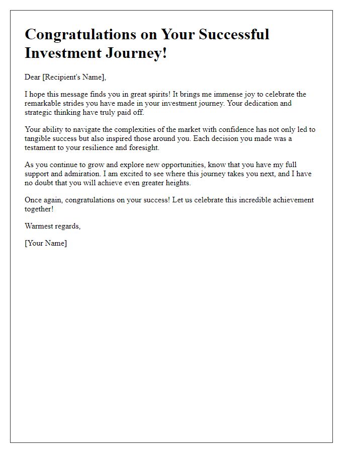 Letter template of joy for your successful investment journey.