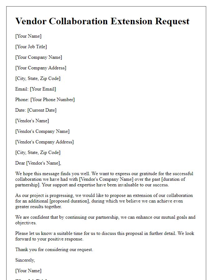 Letter template of vendor collaboration extension