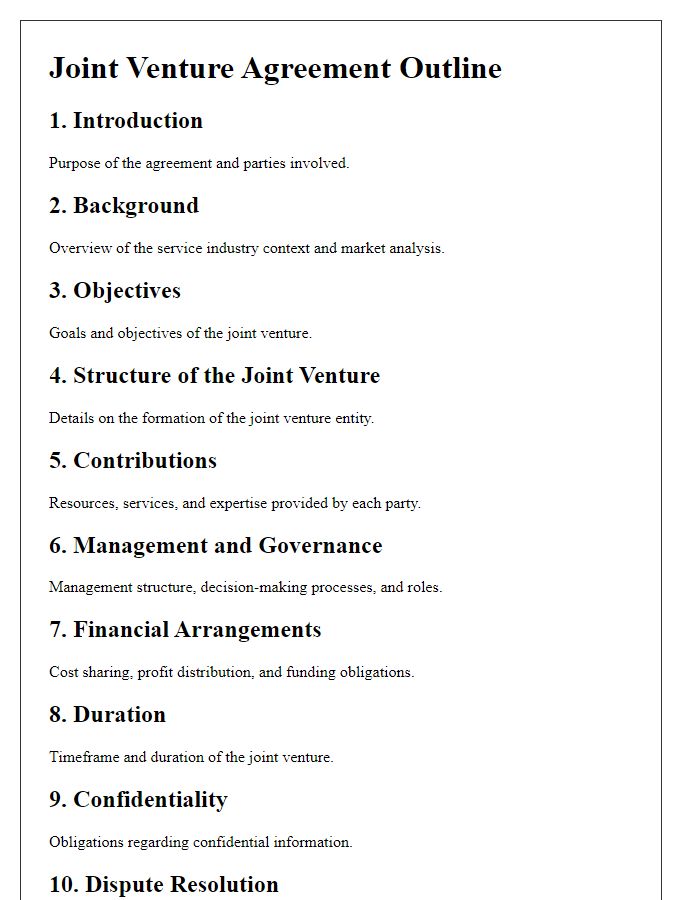 Letter template of Joint Venture Agreement Outline for Service Industry Partnerships