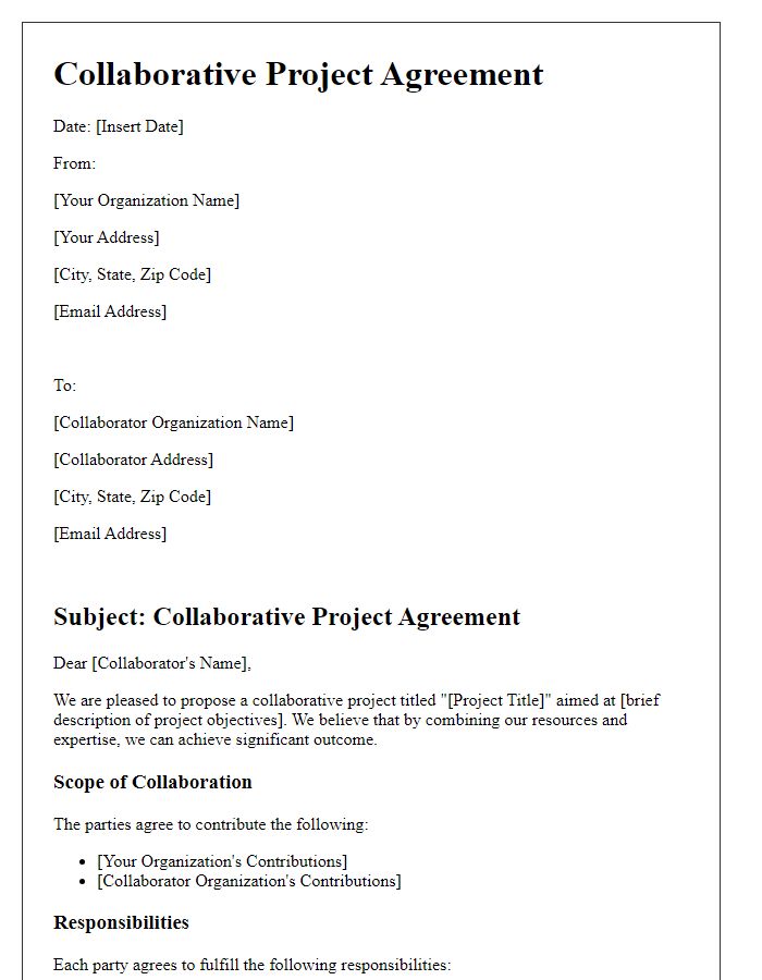 Letter template of collaborative project agreement