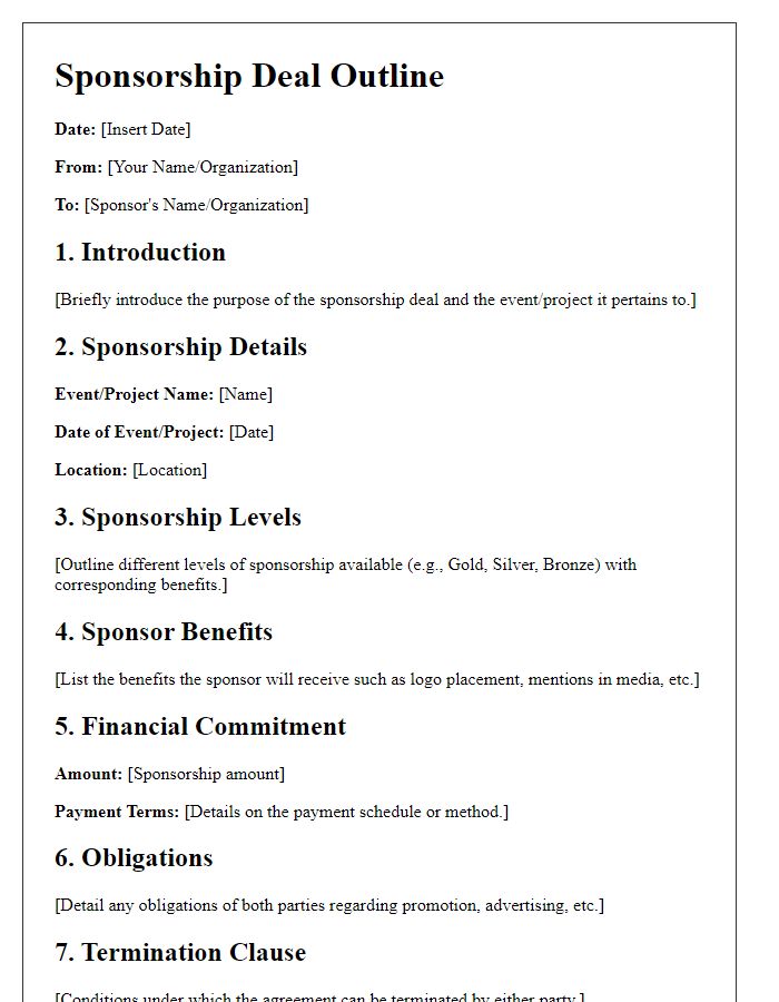 Letter template of sponsorship deal outline