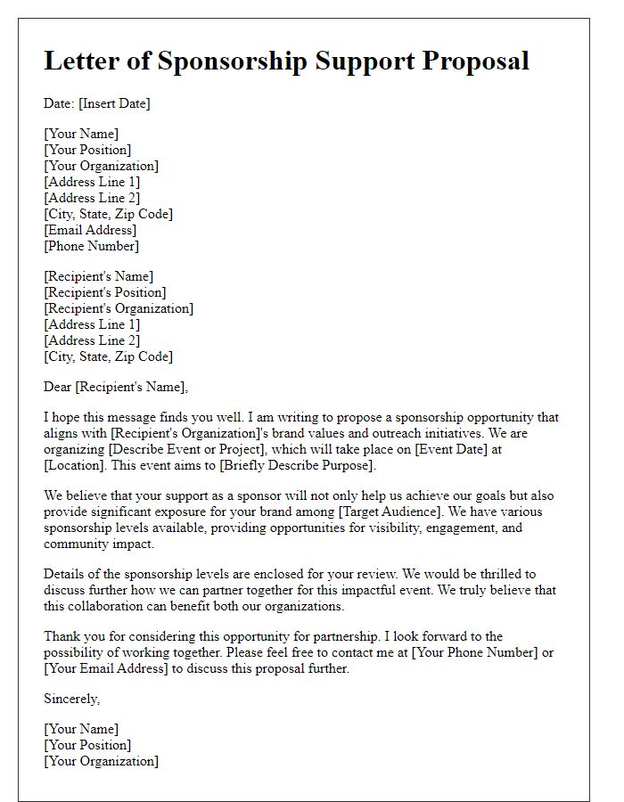 Letter template of sponsorship support proposal