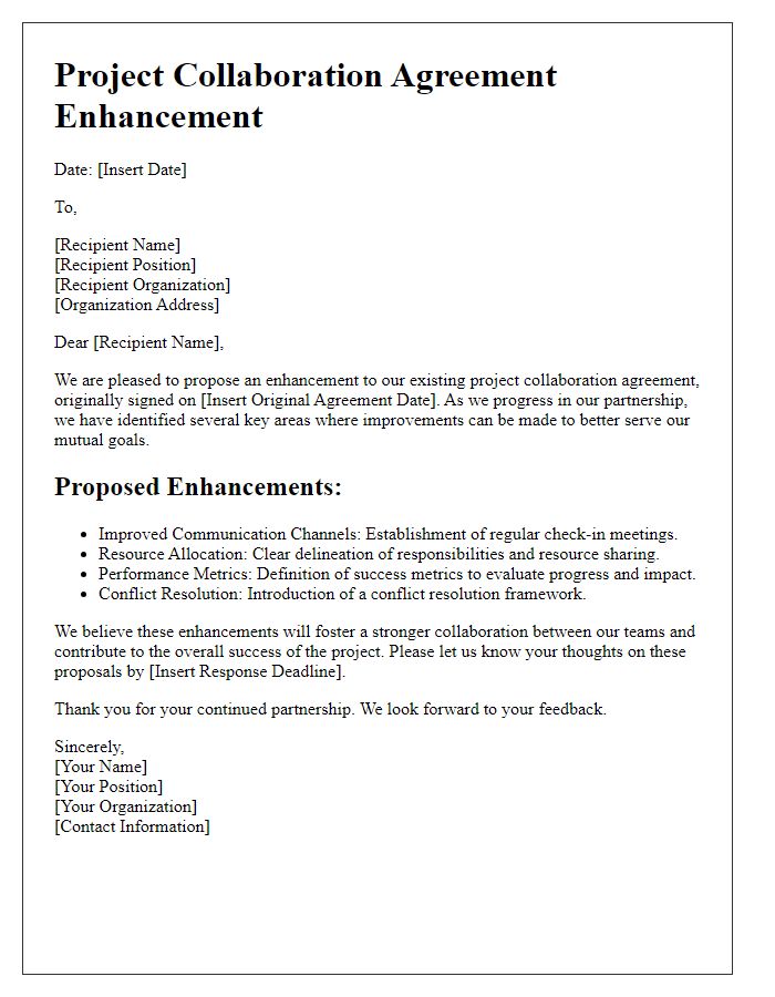 Letter template of project collaboration agreement enhancement